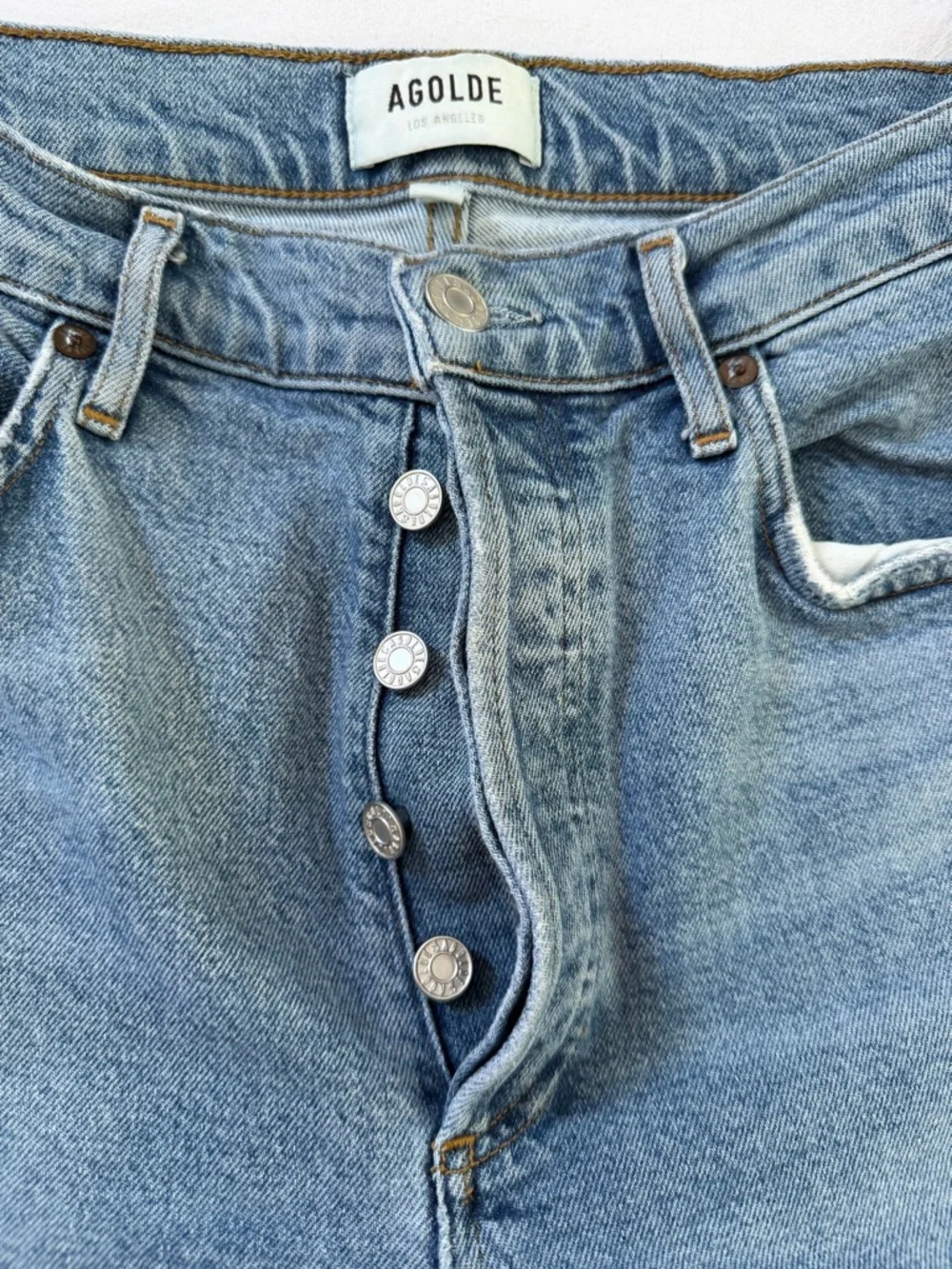 AGOLDE Riley High Rise Straight Crop Jeans Size 28 Distressed Denim - Picture 8 of 9